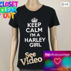 👛2/$15 AMERICAN APPAREL Black Short Sleeve Tee Shirt: Keep Calm I’M A Harley Gi…